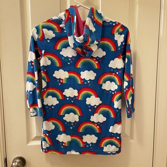 Mini Boden Rainbow Swim Dress Cover Up Towelling Terry Hooded Girls Size 7-8 - Picture 8 of 11